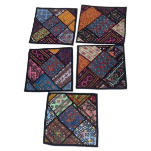 Vintage Embroidered Patchwork Coasters - 5 PCS Set